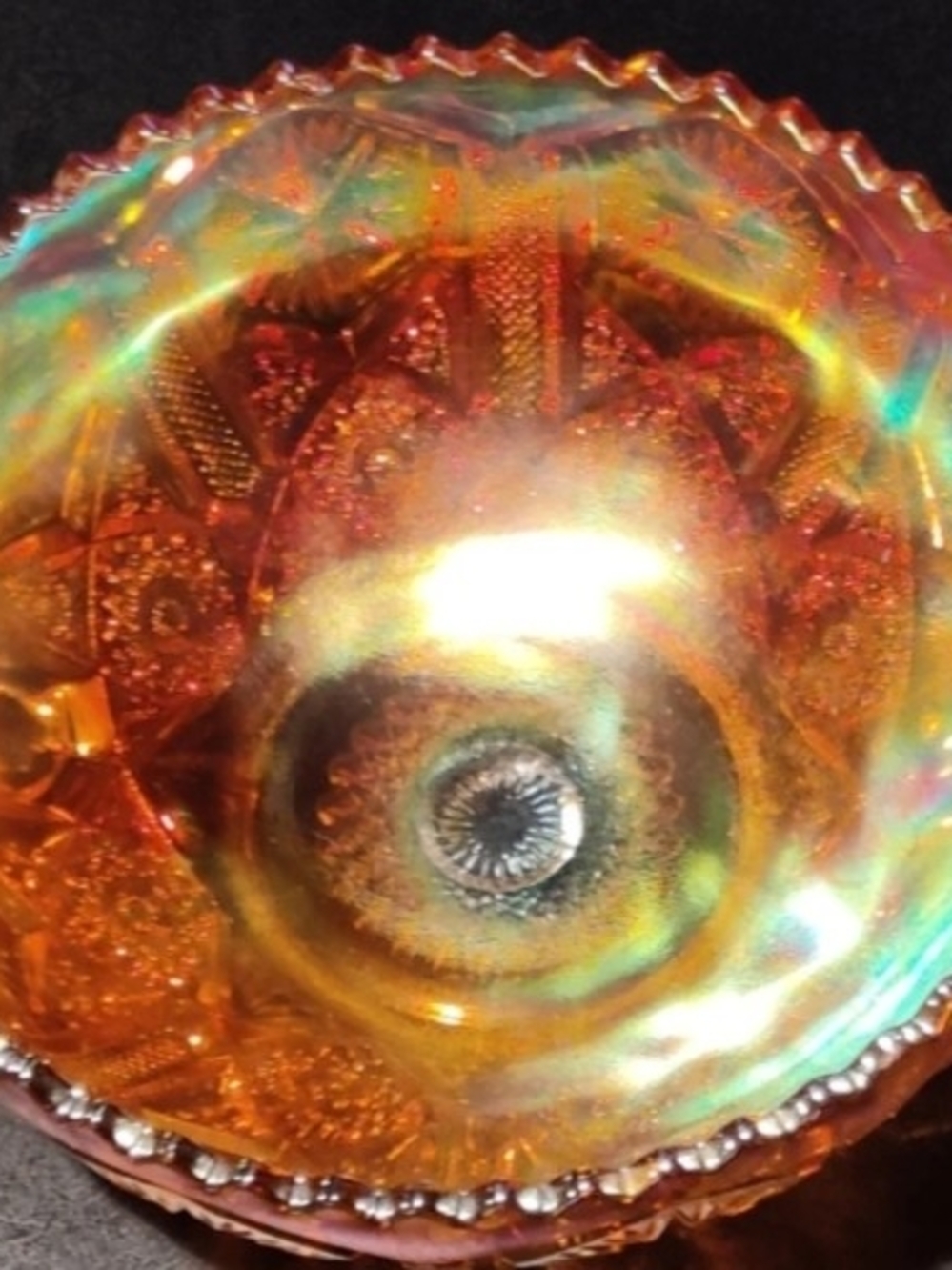 Imperial Glass Iridescent Marigold Carnival Glass Jelly Bowl...
